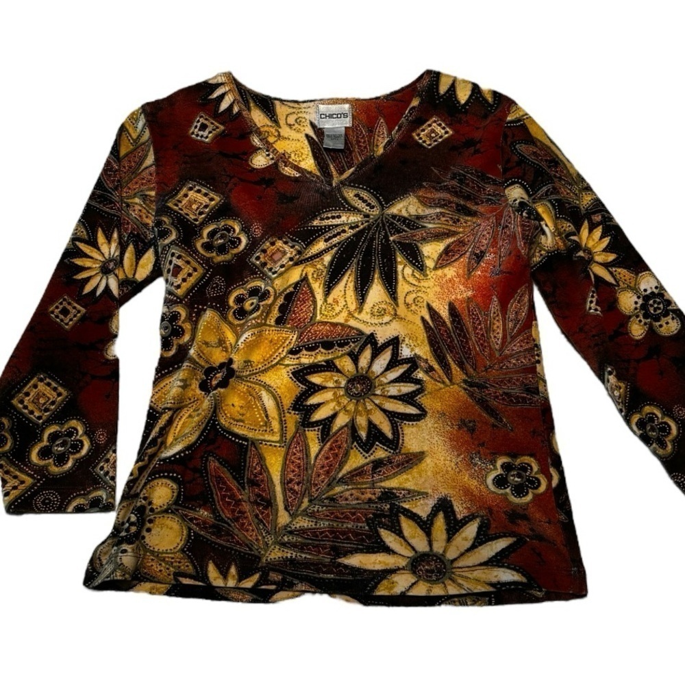 Chicos brown floral top